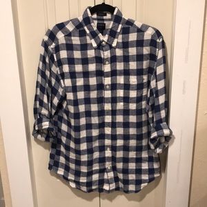 Blue gingham linen button down